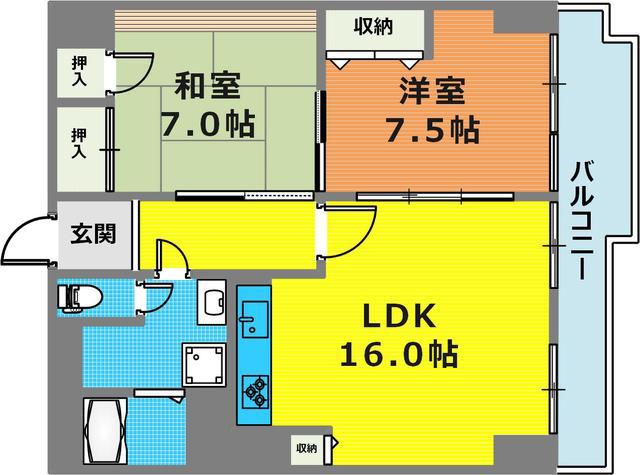 東急ドエル摩耶(2LDK/3階)の間取り写真