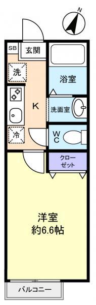 グランコート志津(1K/2階)の間取り写真