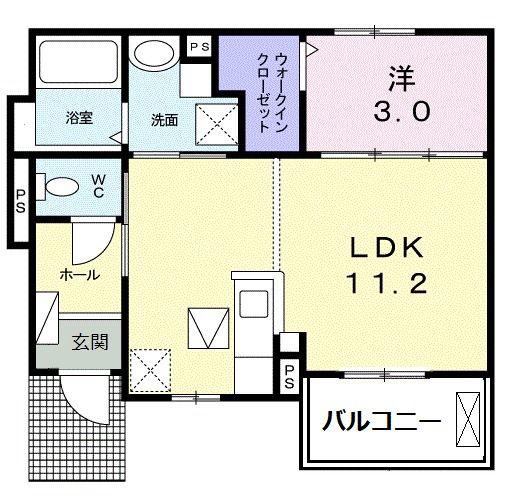 メゾン ド ルネ(1LDK/1階)の間取り写真