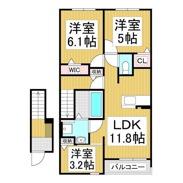 プラッツ・ルーエ(3LDK/2階)の間取り写真