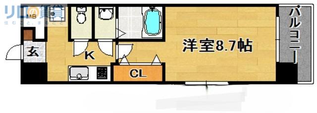 LUXE淡路(1K/8階)の間取り写真