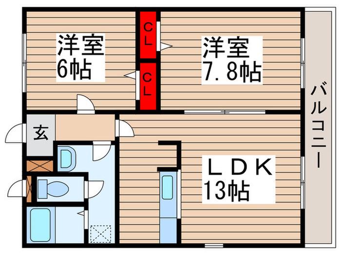 グランド・カオルIII(2LDK/2階)の間取り写真
