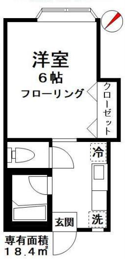 KIハイム(1K/2階)の間取り写真