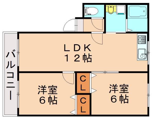 インビレッジ水巻(2LDK/1階)の間取り写真