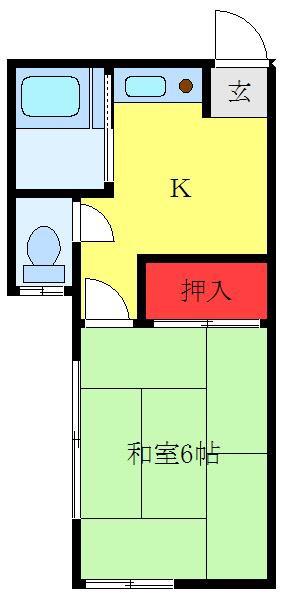 ハイツみのり(1K/2階)の間取り写真
