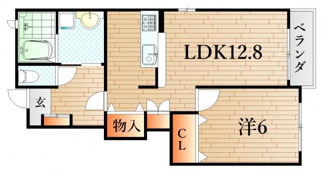 サニーレジデンス 1番館(1LDK/2階)の間取り写真