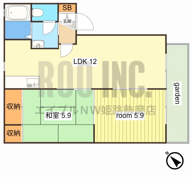 ディアス北新在家(2LDK/1階)の間取り写真