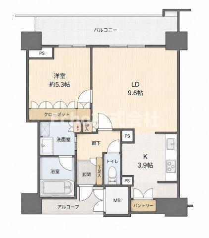 なんばグランドマスターズタワー(1LDK/12階)の間取り写真
