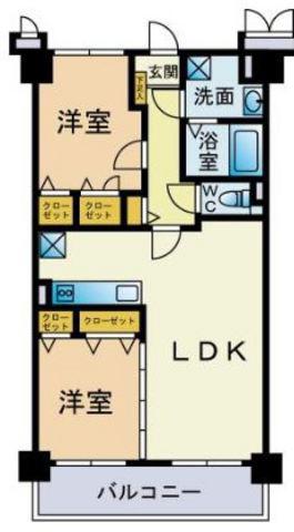 ネオジェラーモⅢ(2LDK/5階)の間取り写真