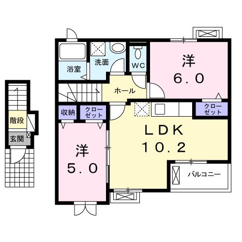 フィオーレ モリ(2LDK/2階)の間取り写真