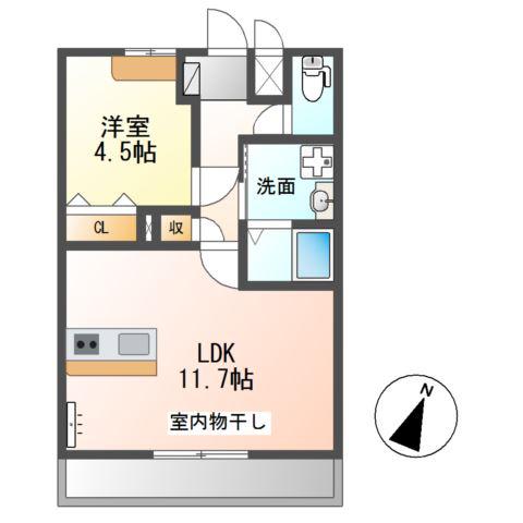 風のテラス(1LDK/2階)の間取り写真