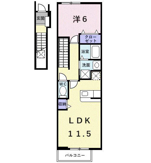 エスプワールC(1LDK/2階)の間取り写真