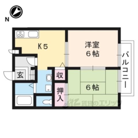 ハイツセステット(2DK/1階)の間取り写真