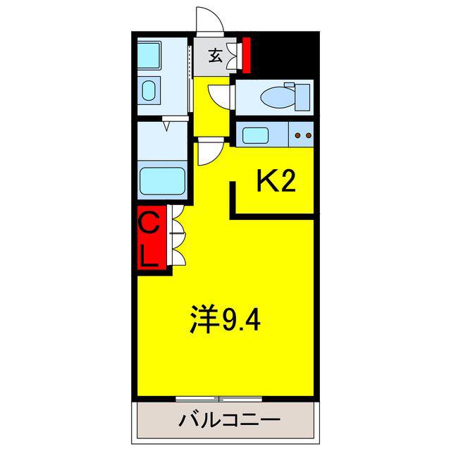 エクセルハイムA・B(1K/1階)の間取り写真