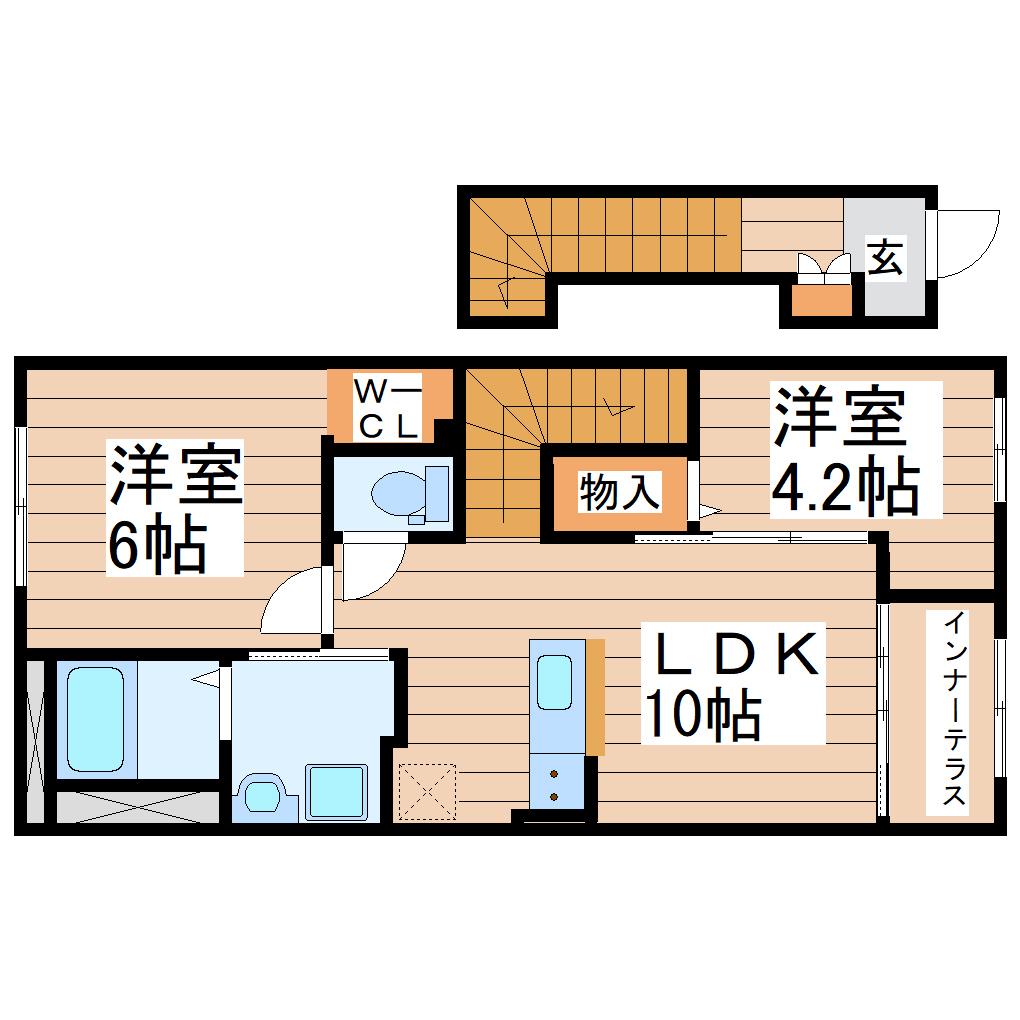 ユリシス(2LDK/2階)の間取り写真