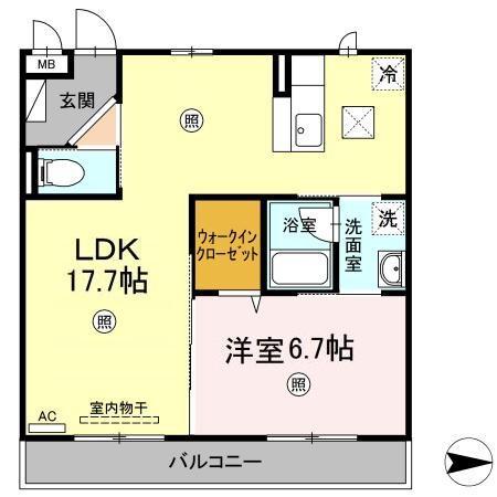 ホワイトローズ(1LDK/1階)の間取り写真