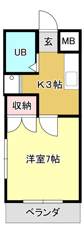 上杉コーポ(1K/3階)の間取り写真
