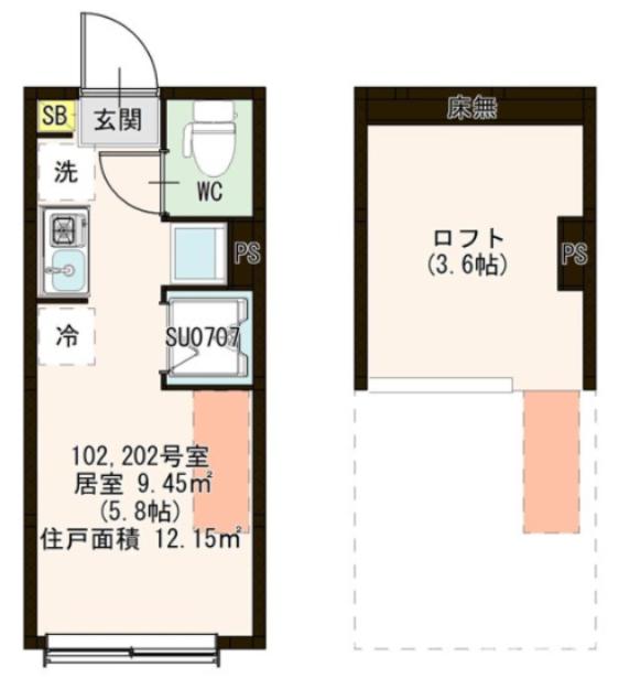 アルカディア上板橋(ワンルーム/2階)の間取り写真