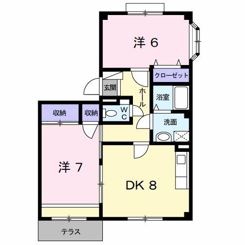 プレイス赤坂(2DK/1階)の間取り写真