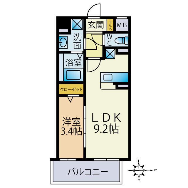 ウッドハーツ(1LDK/5階)の間取り写真