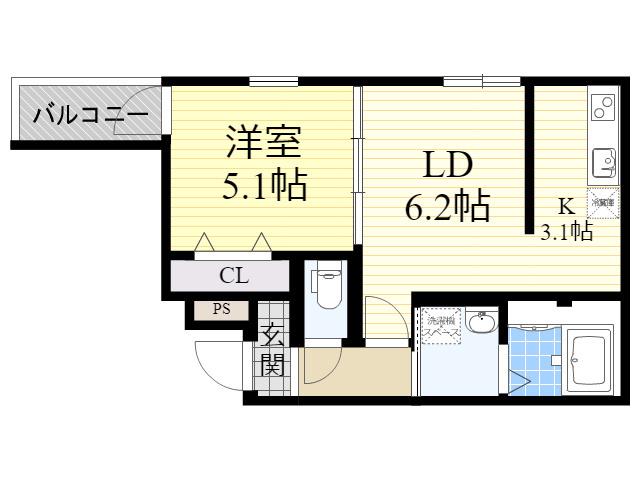 フジパレス城東諏訪サウスⅠ番館(1LDK/2階)の間取り写真
