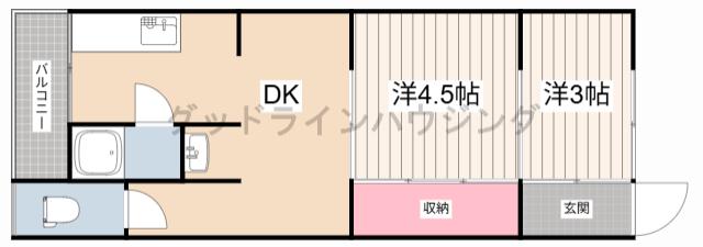 満月荘(2DK/2階)の間取り写真