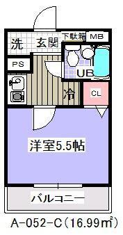 ローズガーデンA52番館(1K/3階)の間取り写真