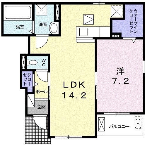 プランタン ラモー(1LDK/1階)の間取り写真