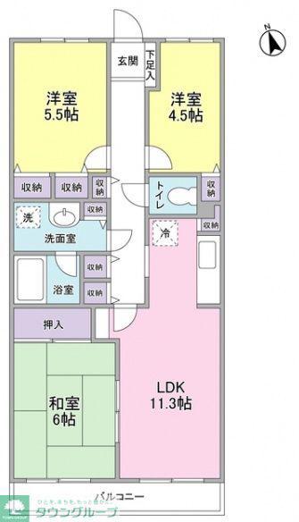 エスポワール松風台III番館(3LDK/2階)の間取り写真