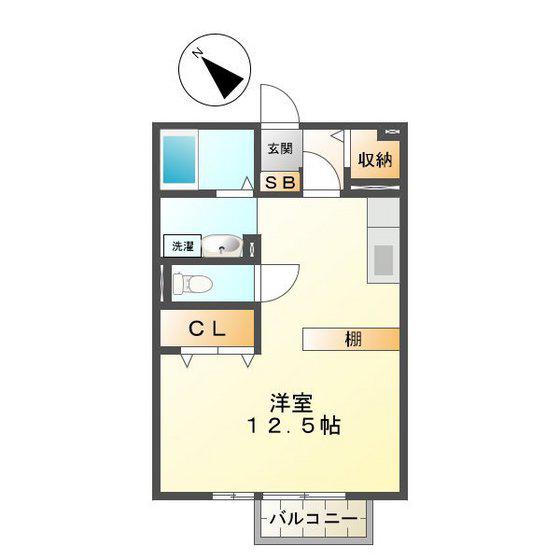 シャルムすずか(ワンルーム/2階)の間取り写真