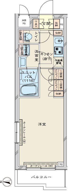 ルーブル川崎鷺沼(1K/3階)の間取り写真