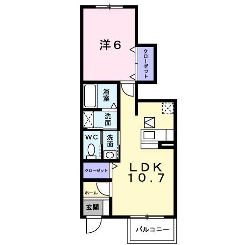 エールト ベーレB(1LDK/1階)の間取り写真