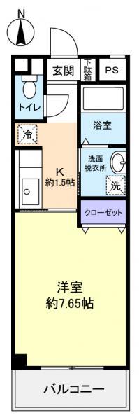 グローリア佐倉(1K/4階)の間取り写真