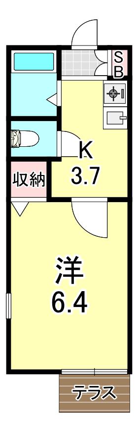 ドミールほづみ(1K/1階)の間取り写真