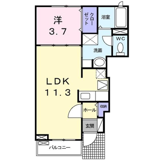 イリーデトウール(1LDK/1階)の間取り写真