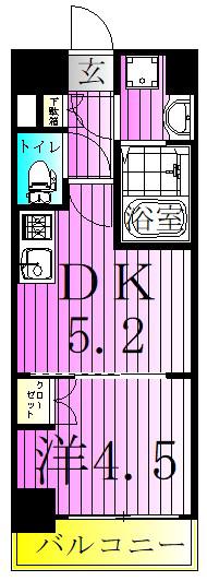メイクス西新井大師(1DK/4階)の間取り写真