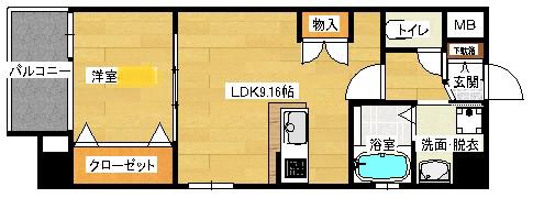 パークフラッツ土橋(1LDK/4階)の間取り写真