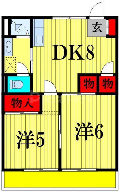 YAK北松戸ビル(2DK/2階)の間取り写真