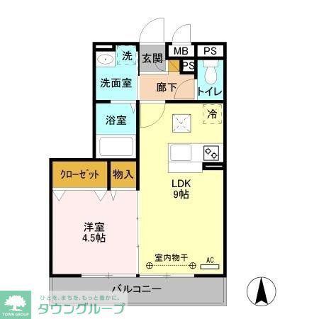 イースト・コート(1LDK/1階)の間取り写真