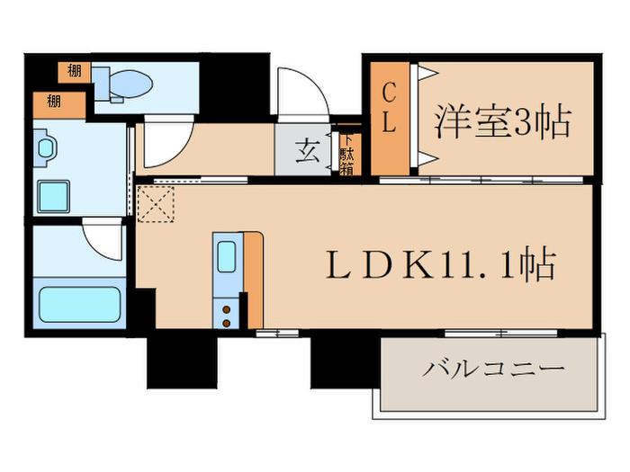 SHIRAKABE 桜鈴館(1LDK/6階)の間取り写真