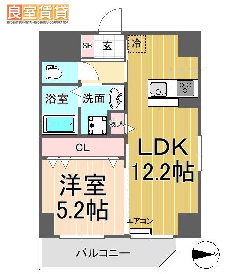 THE RESIDENCE SHINSAKAE(1LDK/5階)の間取り写真