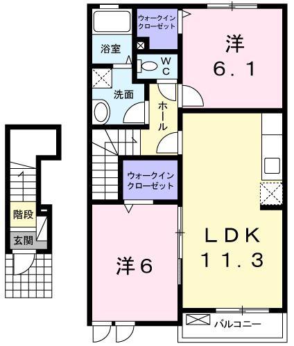 グランシャリオ(2LDK/2階)の間取り写真