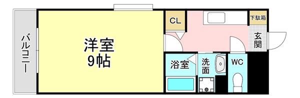 ヒルズ鍛冶町(1K/6階)の間取り写真