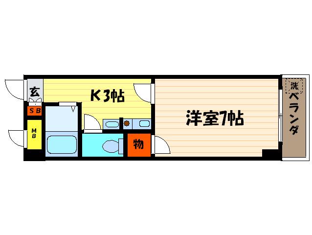 リバ-サイドビル(1K/3階)の間取り写真