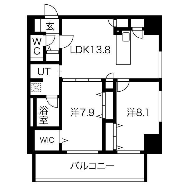 さくらHILLS NISHIKI PLATINUM RESIDENCE(2LDK/9階)の間取り写真