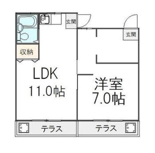 メゾンエクセK(1LDK/1階)の間取り写真
