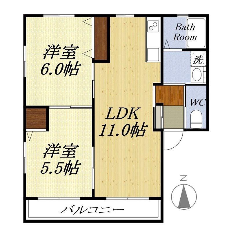 Mハイム(2LDK/2階)の間取り写真