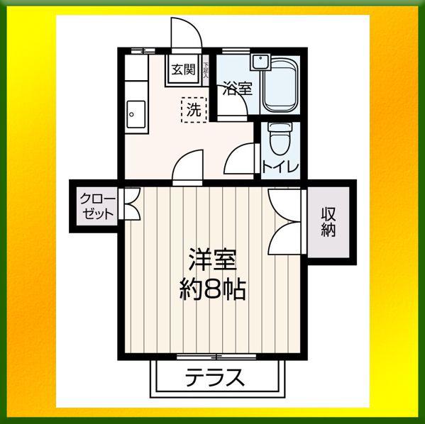 ハイムF(1DK/1階)の間取り写真
