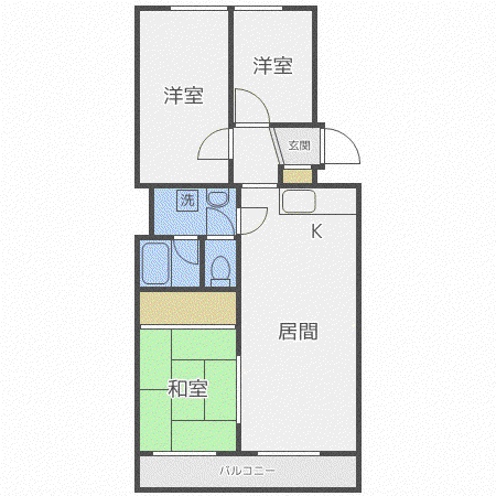 コスモロイヤル東苗穂B棟(3LDK/2階)の間取り写真