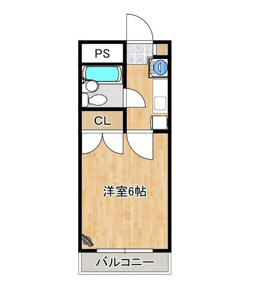 エトワール矢城C棟(1K/3階)の間取り写真